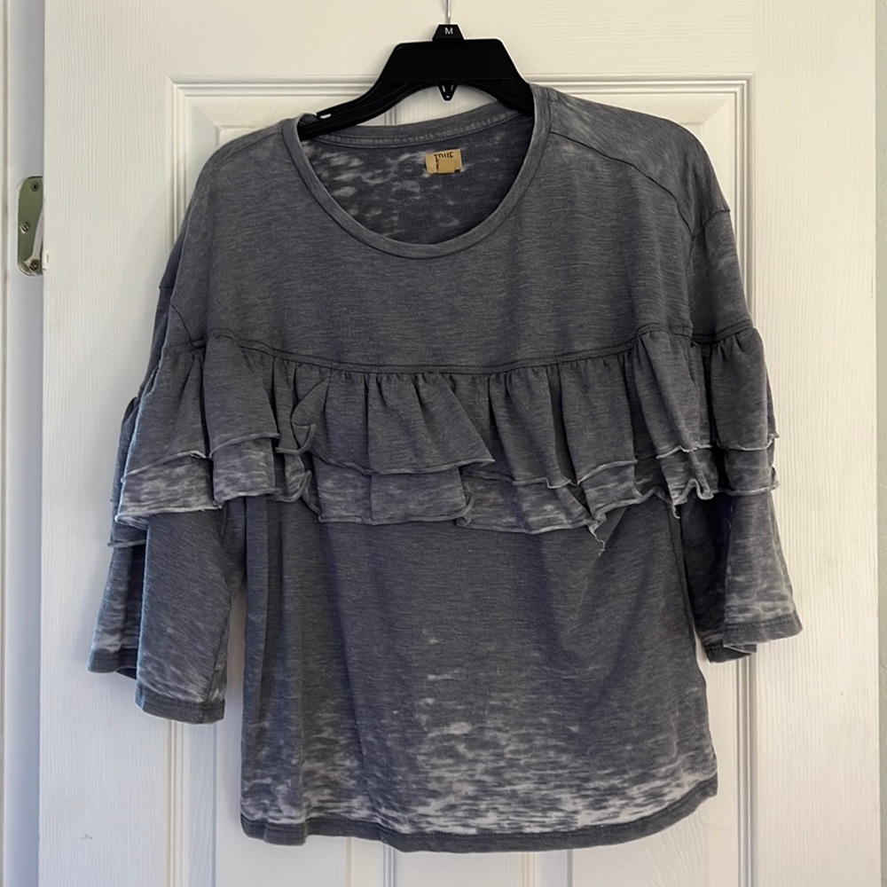 Medium grey ruffle top